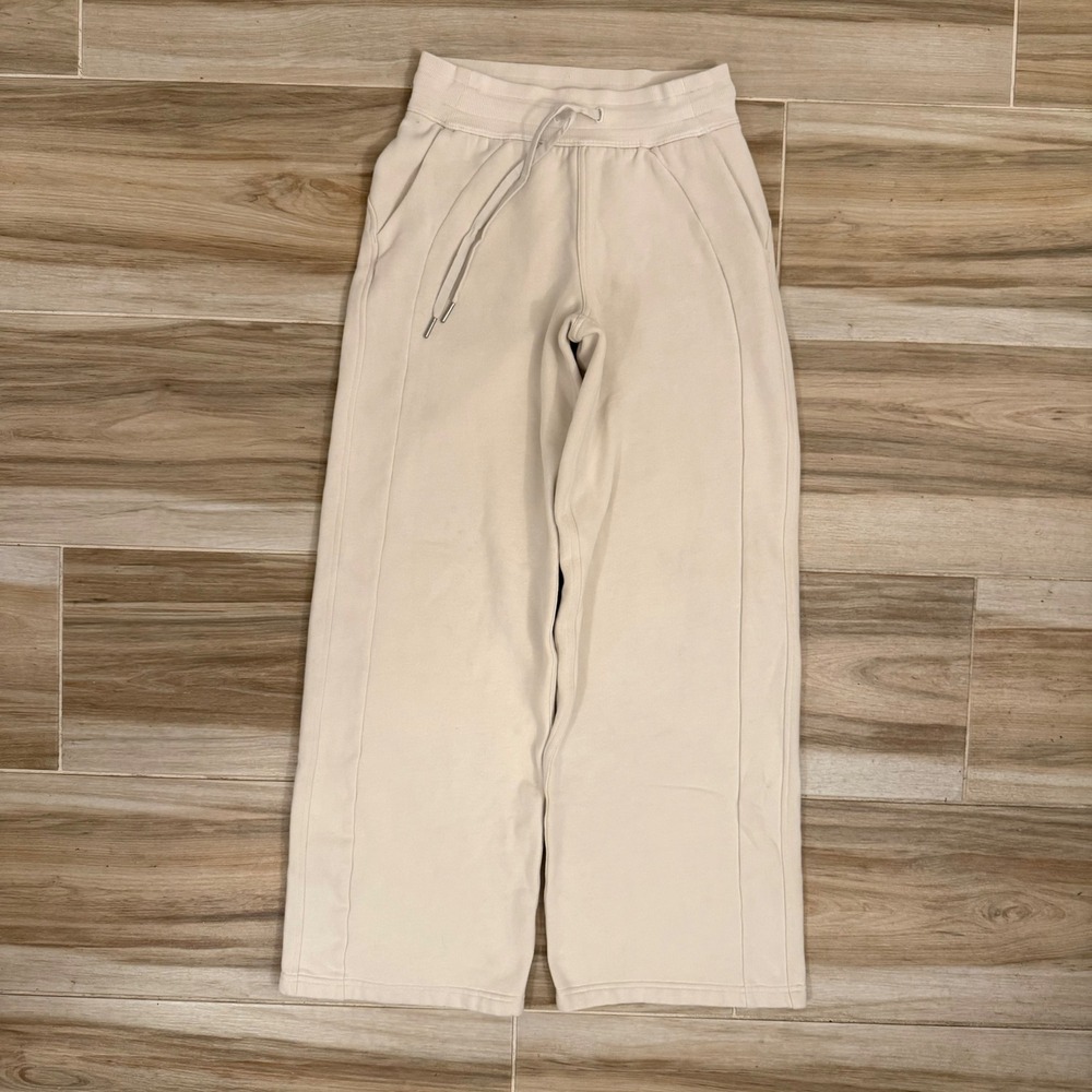 Lululemon Scuba Wide-Leg High-Rise Pants Bone Cream LW5FM0S Size 2